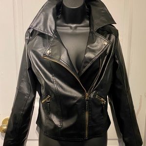Vegan leather biker jacket